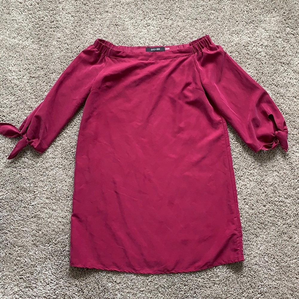 Off the shoulder fuscia dress